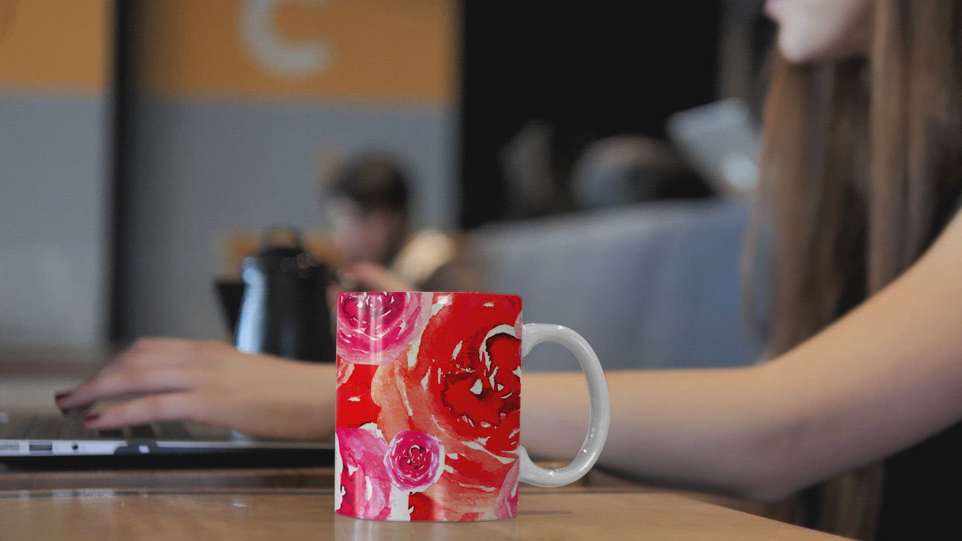 Abstract Graphic Rose Floral Print 11 oz Mug