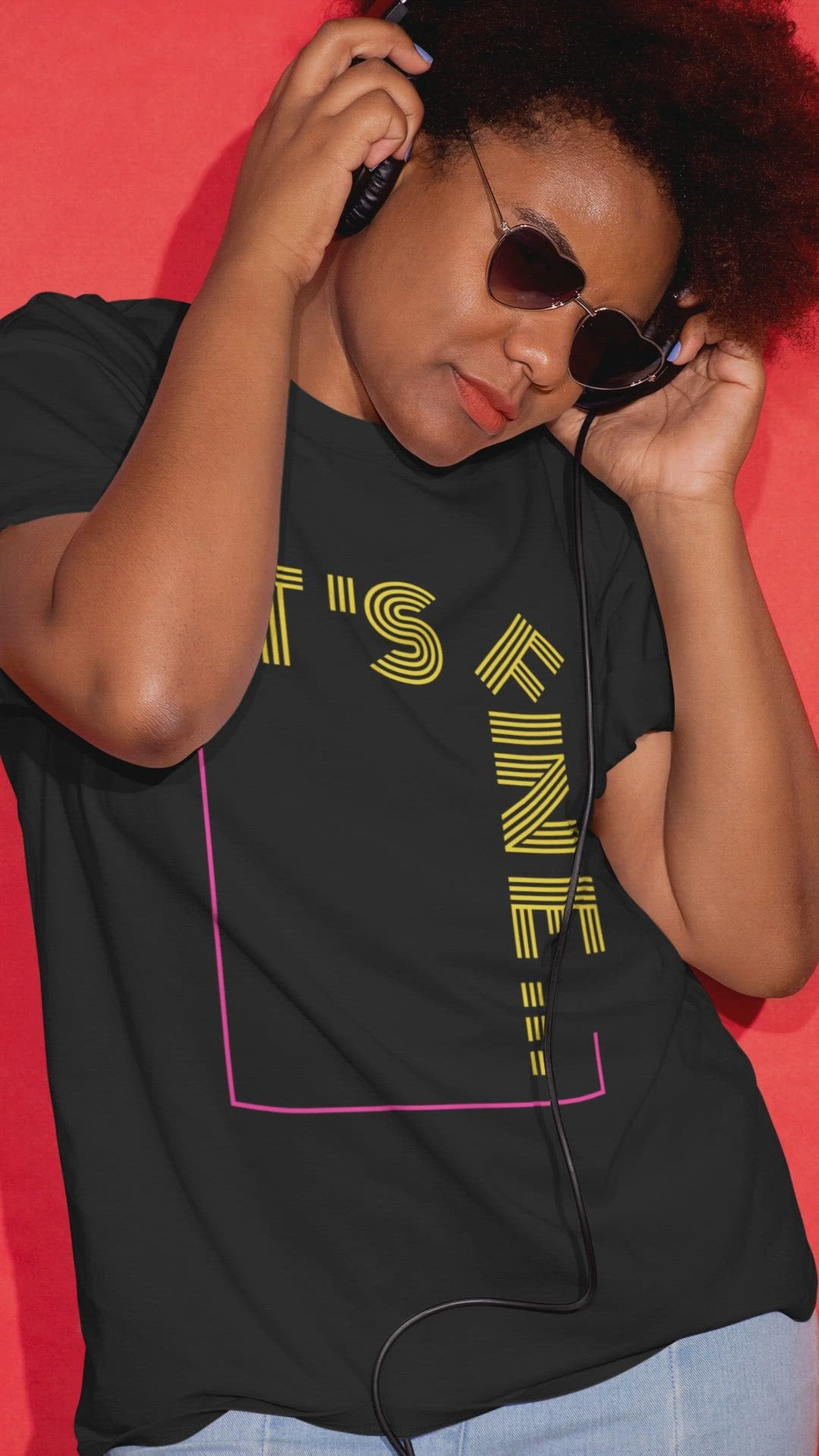 Unisex Short Sleeved "It's Fine" Black Tee