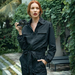 Load image into Gallery viewer, Amelia Recycled Travel Jumpsuit, in Black
