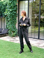 Load image into Gallery viewer, Amelia Recycled Travel Jumpsuit, in Black
