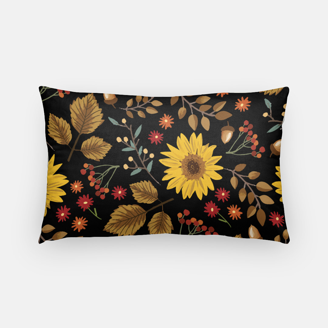 Fall Flowers Lumbar Accent Pillow (cover only)