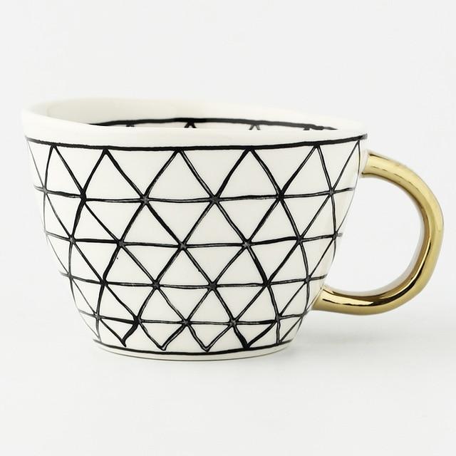 Handmade Latte and Espresso Mugs With Gold Handle