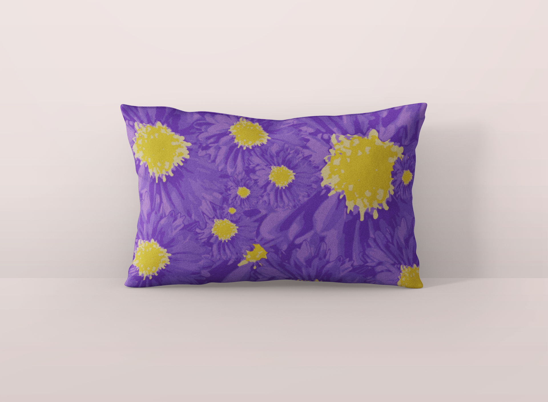 Graphic DAISY Floral Print Lumbar Accent Pillow Cover