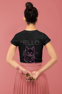 Hello. Unisex Cat Shirt (Back Print)