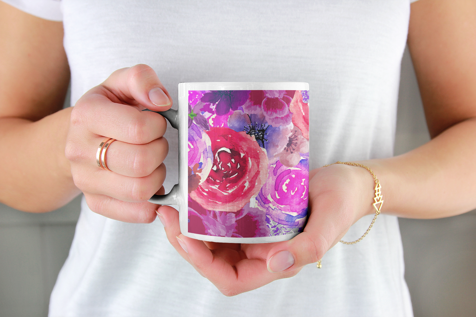 Abstract Multi Graphic Floral Print 11 oz Mug