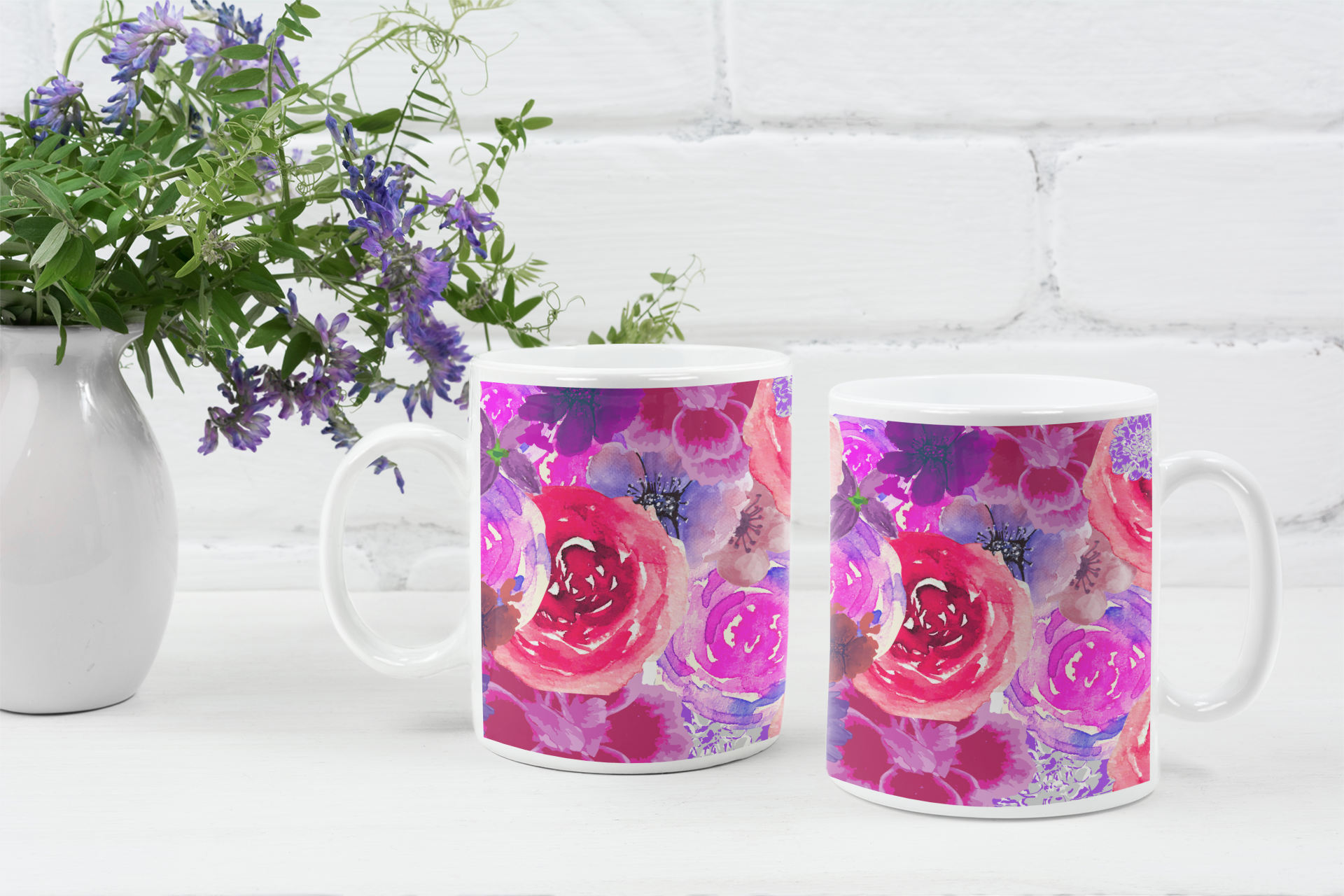 Abstract Multi Graphic Floral Print 11 oz Mug