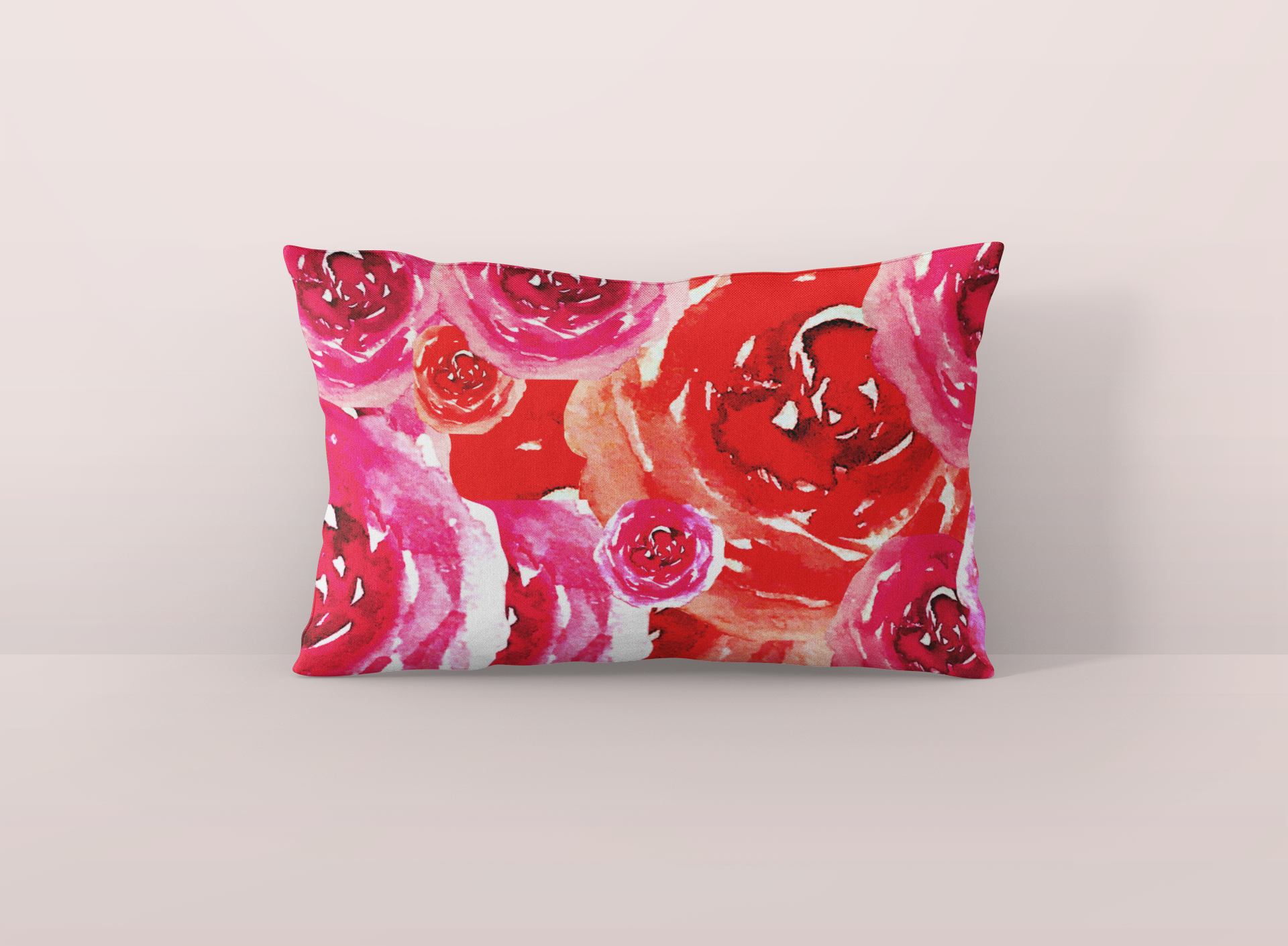 Graphic ROSE Floral Print Lumbar Accent Pillow Cover