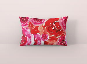 Graphic ROSE Floral Print Lumbar Accent Pillow Cover