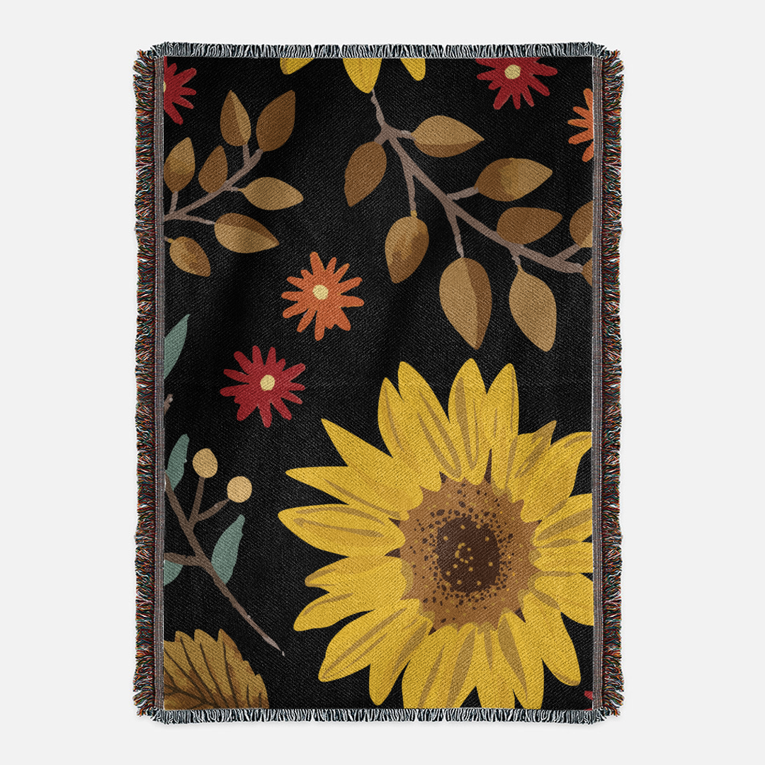 Fall Florals Sunflower Blanket