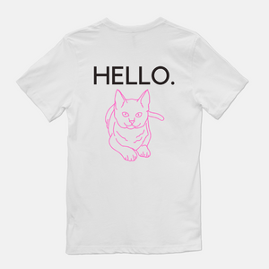 Hello. Unisex Cat Shirt (Back Print)