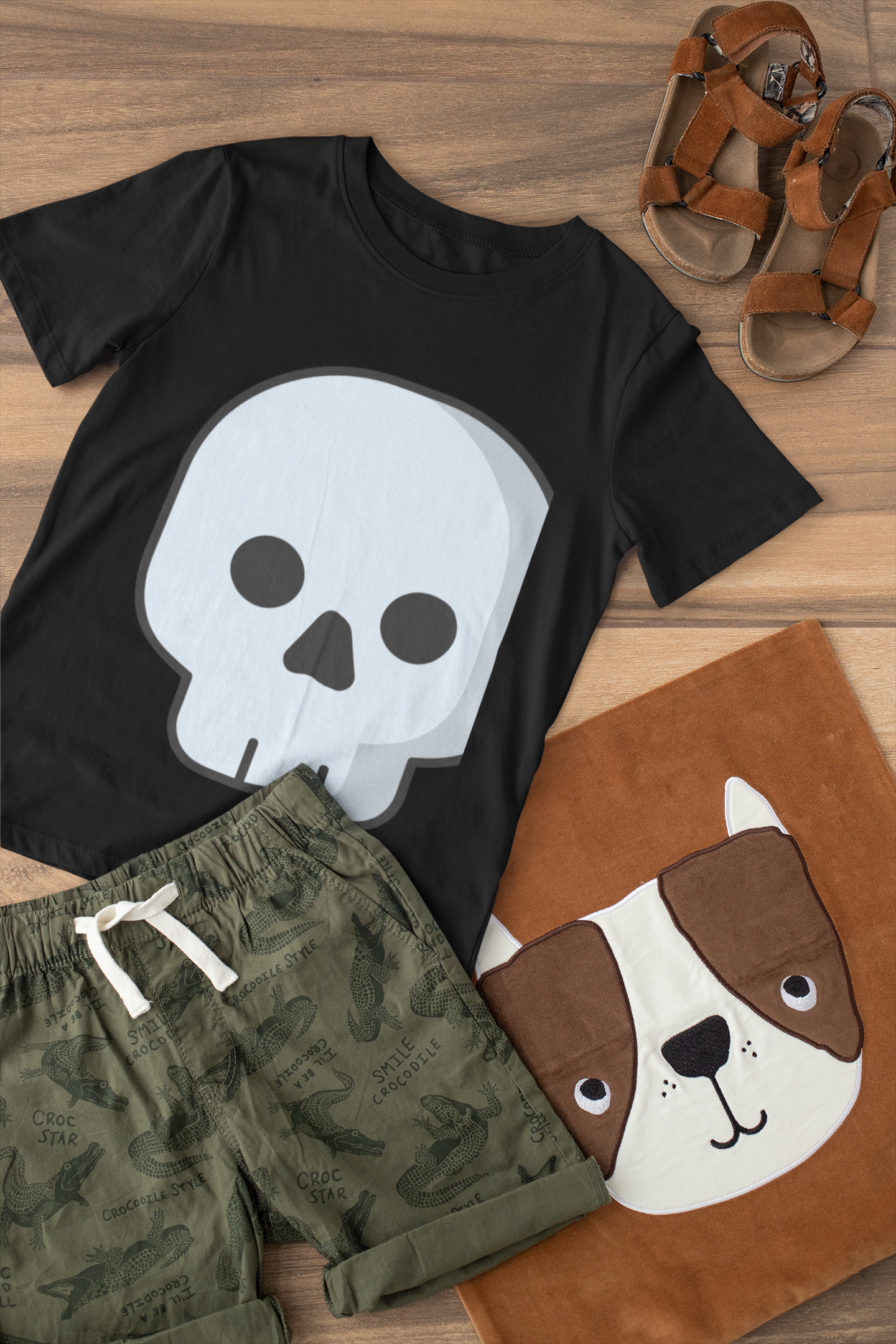 Toddler Premium Organic Grey Skull T-Shirt