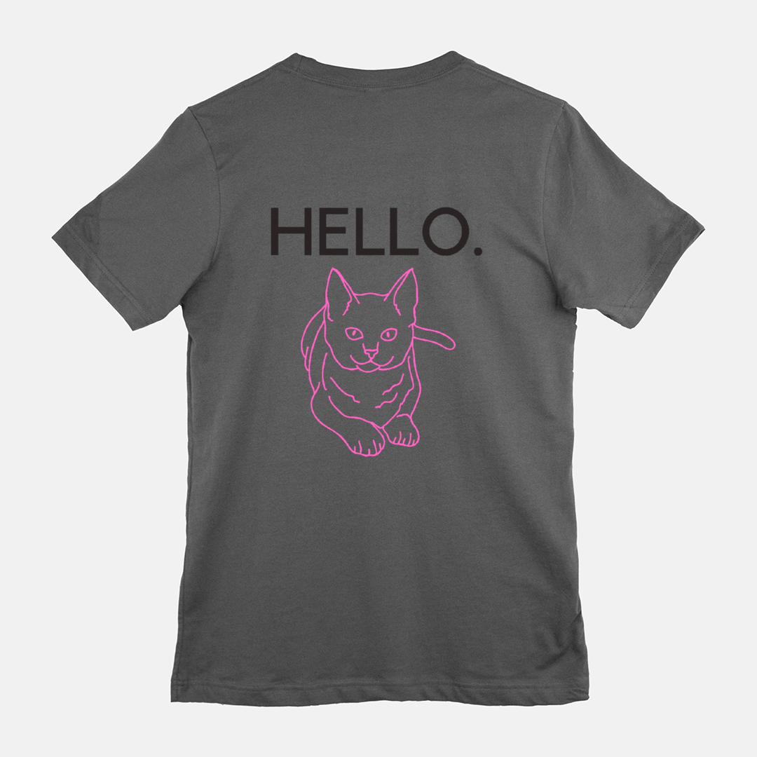 Hello. Unisex Cat Shirt (Back Print)