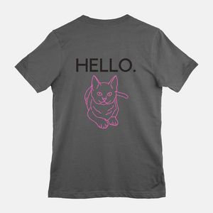 Hello. Unisex Cat Shirt (Back Print)