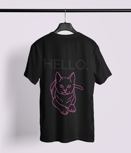 Hello. Unisex Cat Shirt (Back Print)