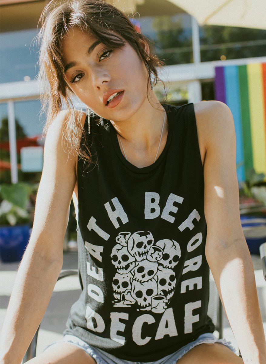 Death Before Decaf Black Muscle Tee