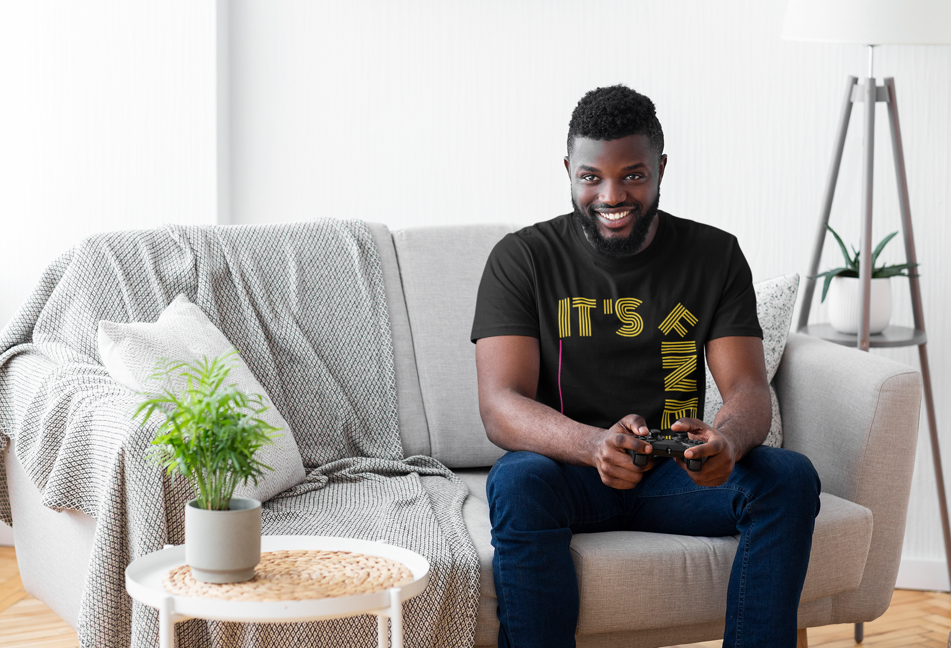 Unisex Short Sleeved "It's Fine" Black Tee