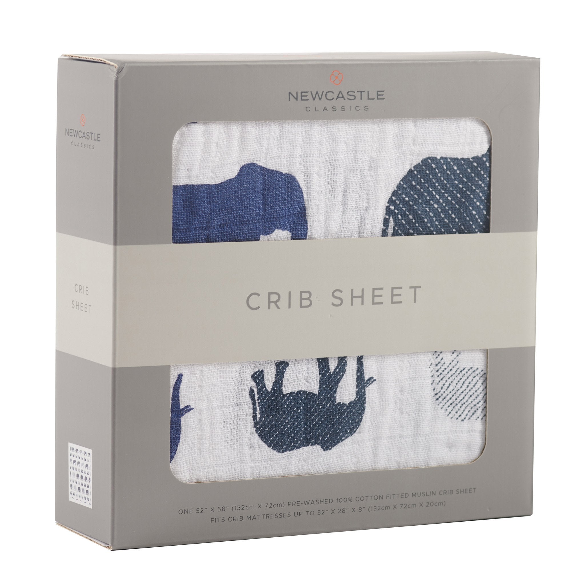 Blue Elephant Cotton Muslin Crib Sheet