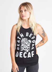 Death Before Decaf Black Muscle Tee