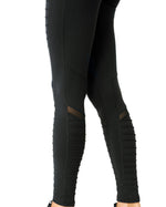 Load image into Gallery viewer, Athletique Low-Waisted Ribbed Leggings With Hidden Pocket and Mesh Panels - Black
