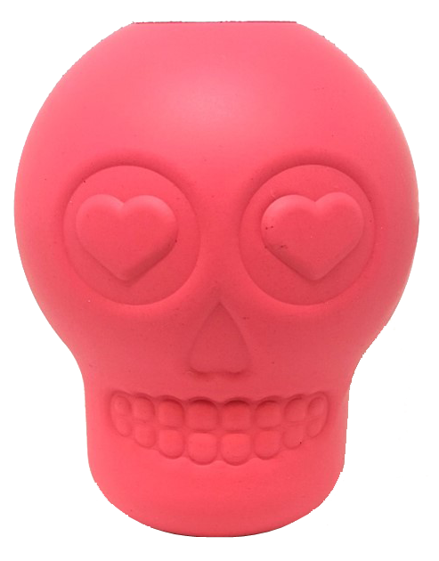 MKB Sugar Skull Durable Rubber Chew Toy & Treat Dispenser - Large - Pink