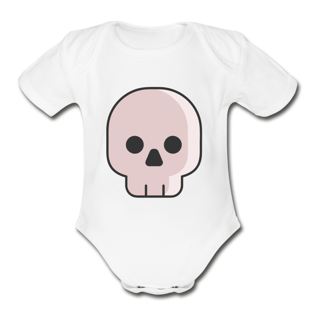 Organic Short Sleeve Baby Skull Bodysuit - white