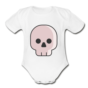 Organic Short Sleeve Baby Skull Bodysuit - white