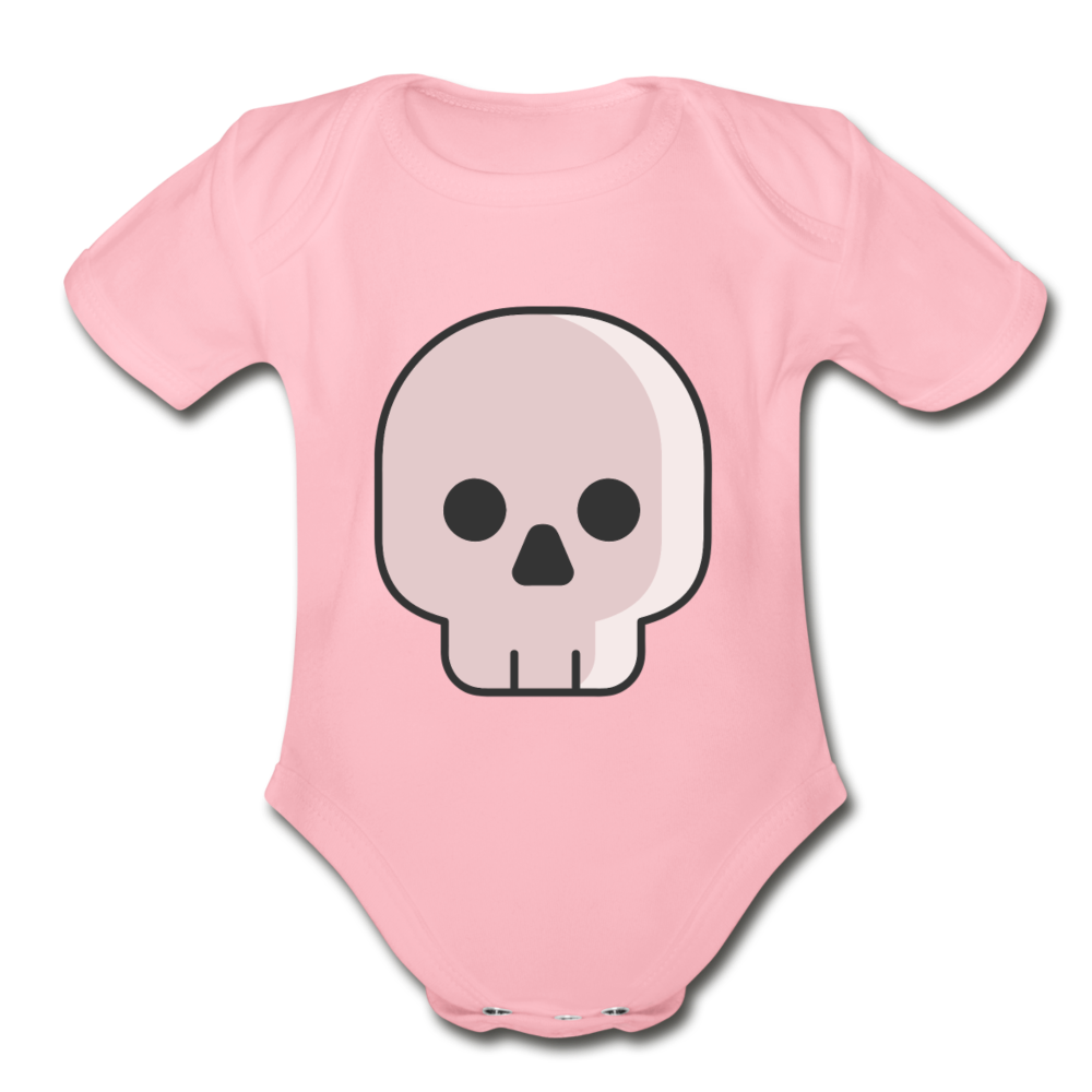 Organic Short Sleeve Baby Skull Bodysuit - light pink