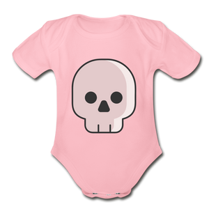 Organic Short Sleeve Baby Skull Bodysuit - light pink