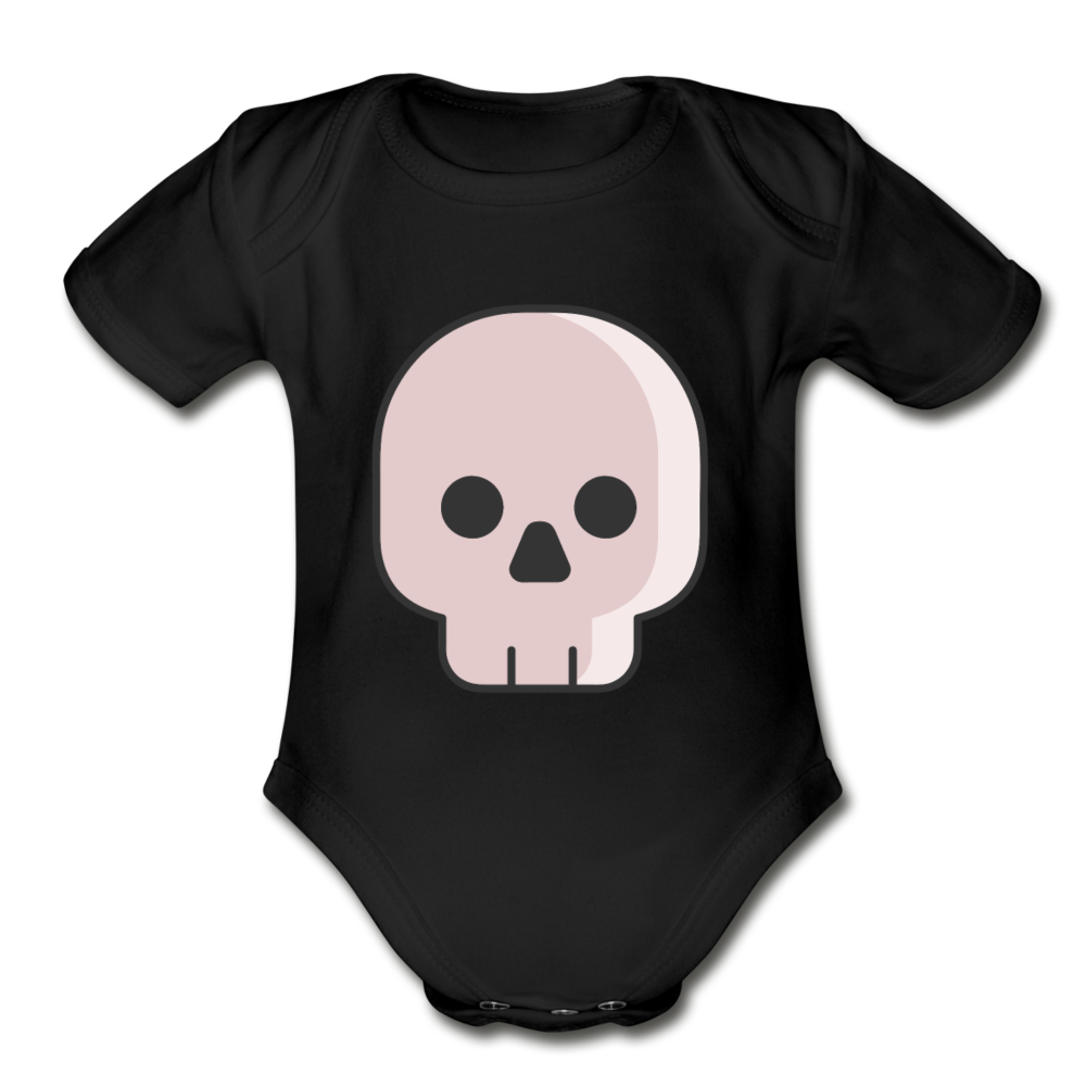 Organic Short Sleeve Baby Skull Bodysuit - black