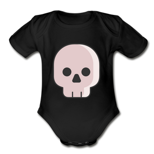 Organic Short Sleeve Baby Skull Bodysuit - black