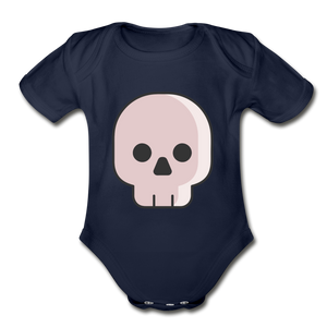 Organic Short Sleeve Baby Skull Bodysuit - dark navy