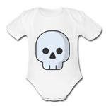 Load image into Gallery viewer, Organic Short Sleeve Black Skull Baby Bodysuit - white
