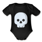 Load image into Gallery viewer, Organic Short Sleeve Black Skull Baby Bodysuit - black
