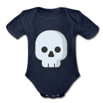 Load image into Gallery viewer, Organic Short Sleeve Black Skull Baby Bodysuit - dark navy
