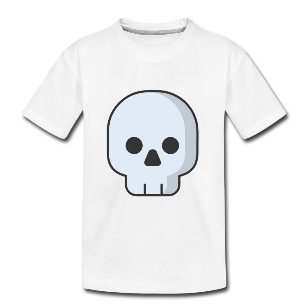 Toddler Premium Organic Grey Skull T-Shirt - white