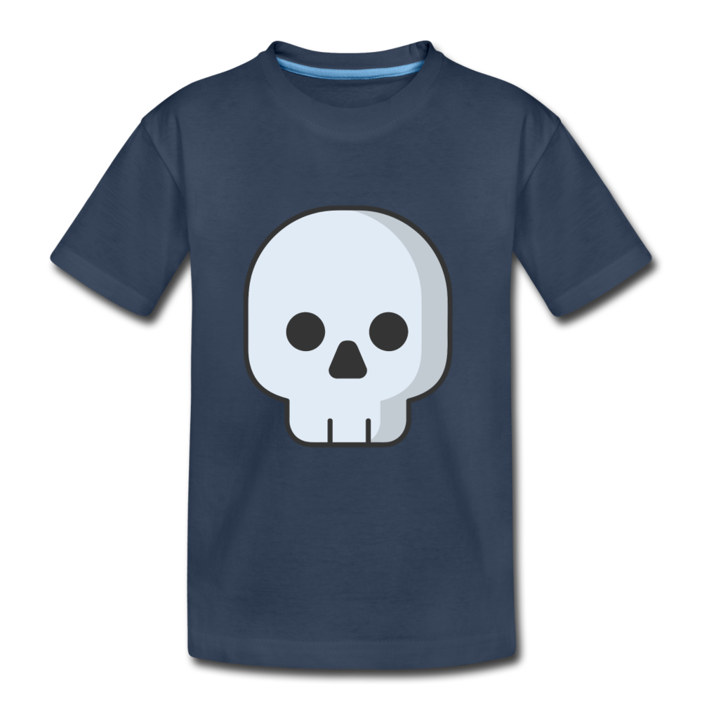 Toddler Premium Organic Grey Skull T-Shirt - navy