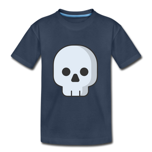 Toddler Premium Organic Grey Skull T-Shirt - navy