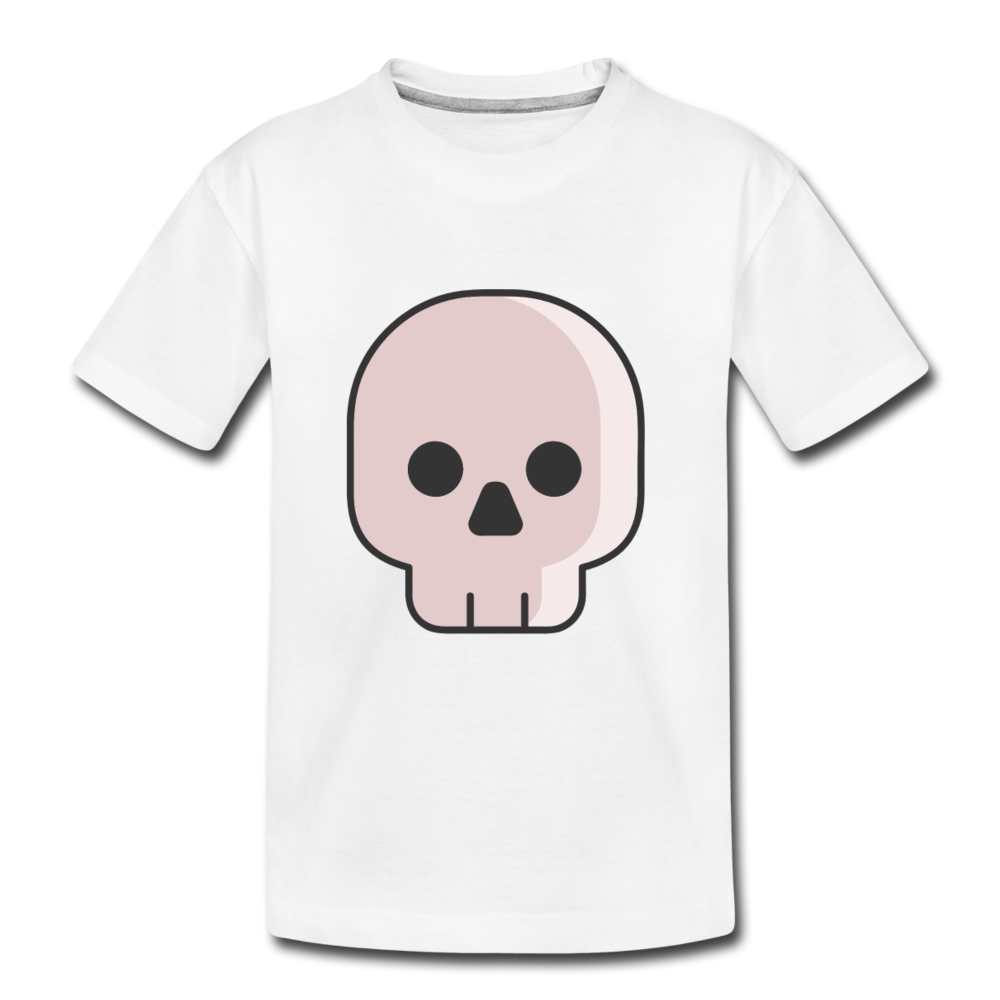 Toddler Premium Pink Skull Organic T-Shirt - white