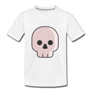 Toddler Premium Pink Skull Organic T-Shirt - white