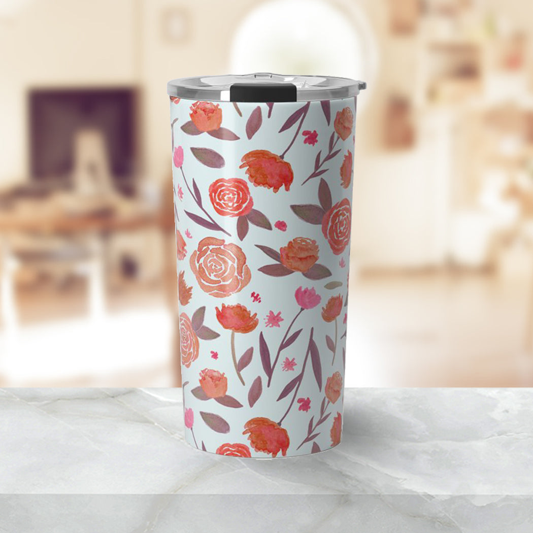 Red Floral Travel Mug